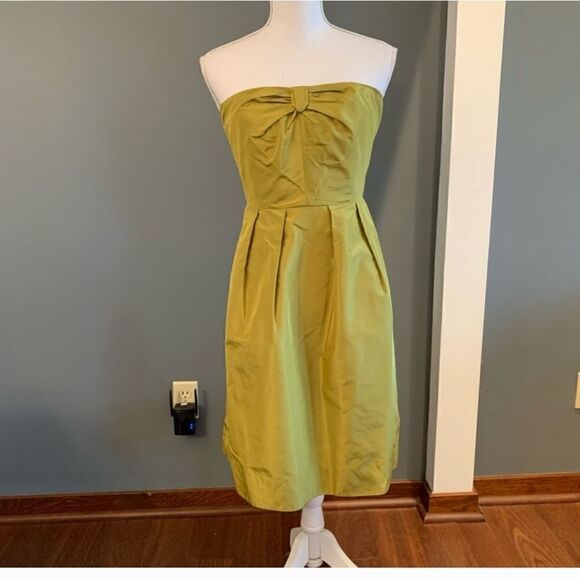 J. Crew Womens Strapless Green Dress  100% Silk Size 12  Formal Prom - Picture 2 of 9
